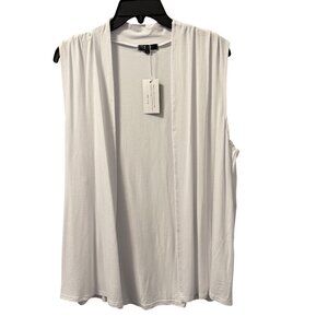 ExChic Sleeveless Open Front Cardigan Vest White Lightweight Sz L vest. NWT